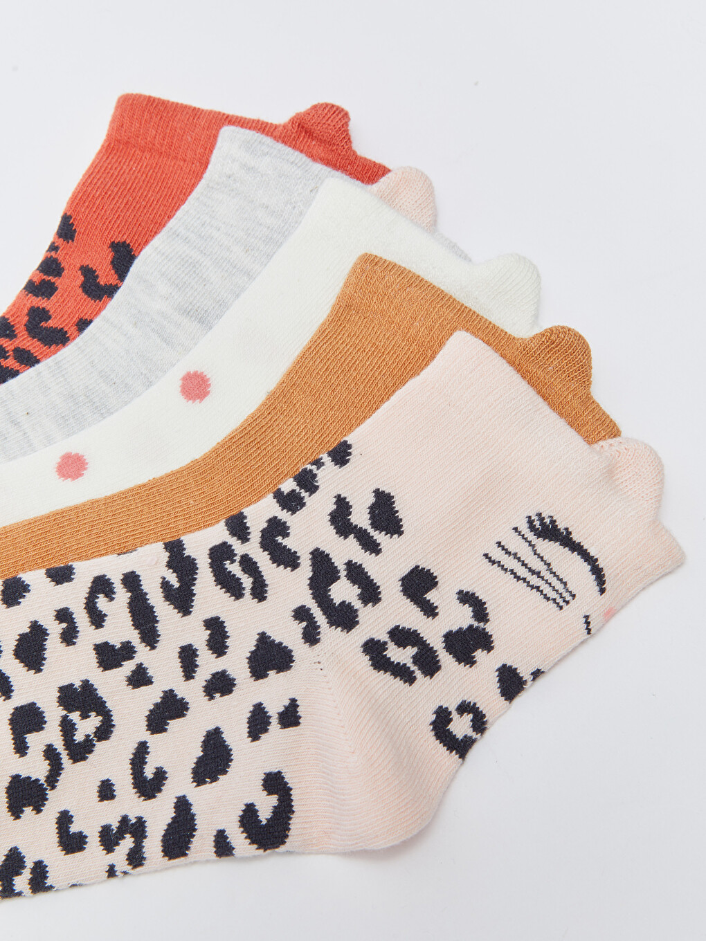 Patterned Girls' Ankle Socks 5 Pack-1