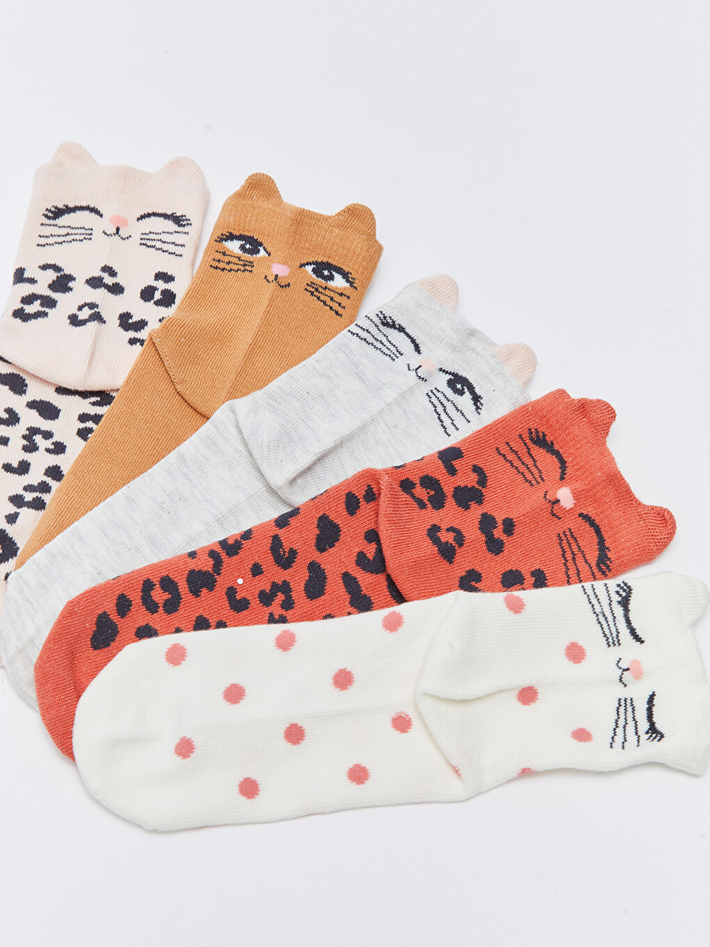 Patterned Girls' Ankle Socks 5 Pack-2