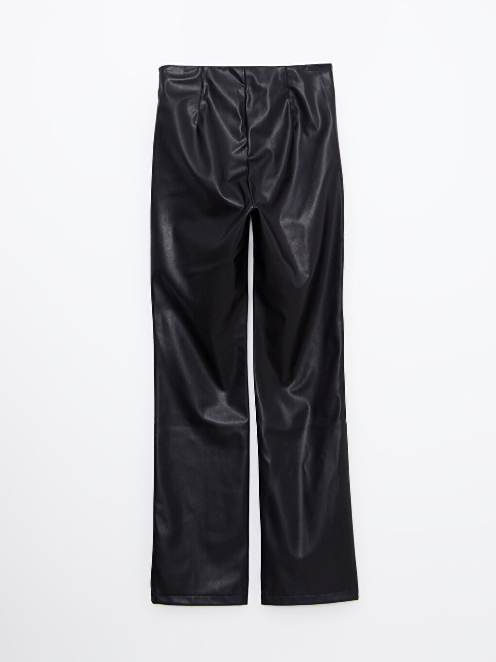 Siyah Dar Fit Kadın Deri Görünümlü Pantolon-6