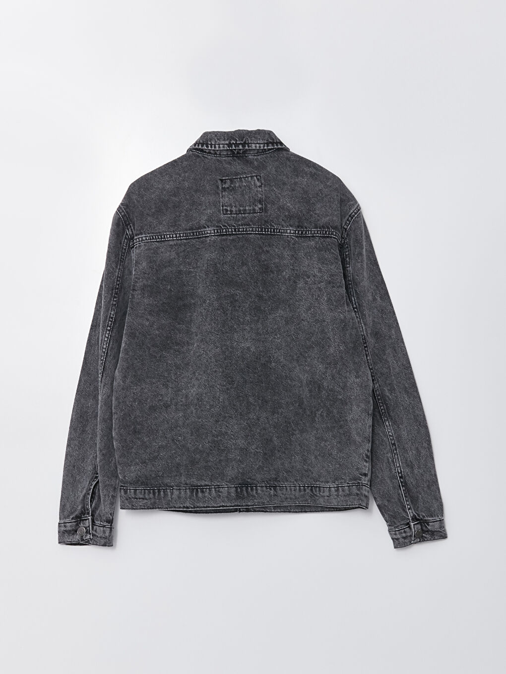 Siyah Standart Kalıp Erkek Jean Ceket-6