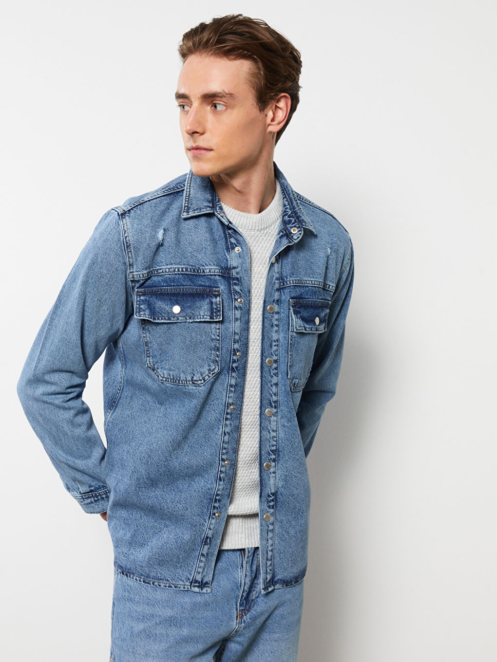 İndigo Standart Kalıp Erkek Jean Ceket