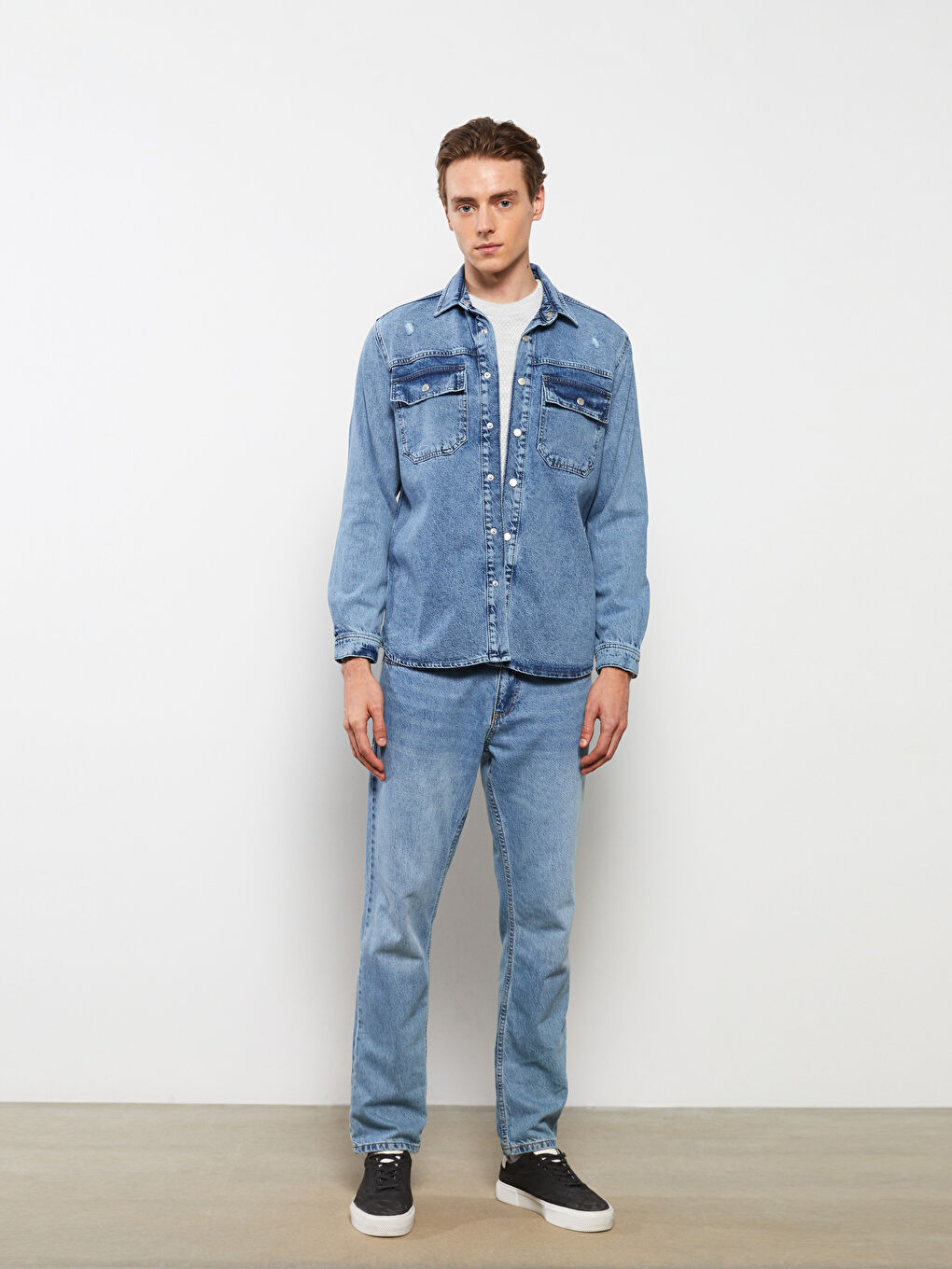 İndigo Standart Kalıp Erkek Jean Ceket-1