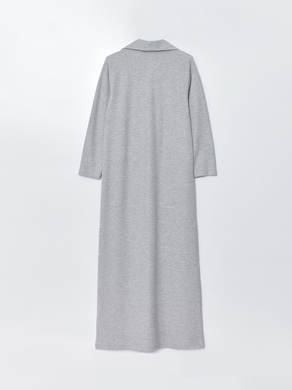 Gri Dik Yaka Düz Uzun Kollu Kadın Sweat Elbise-6