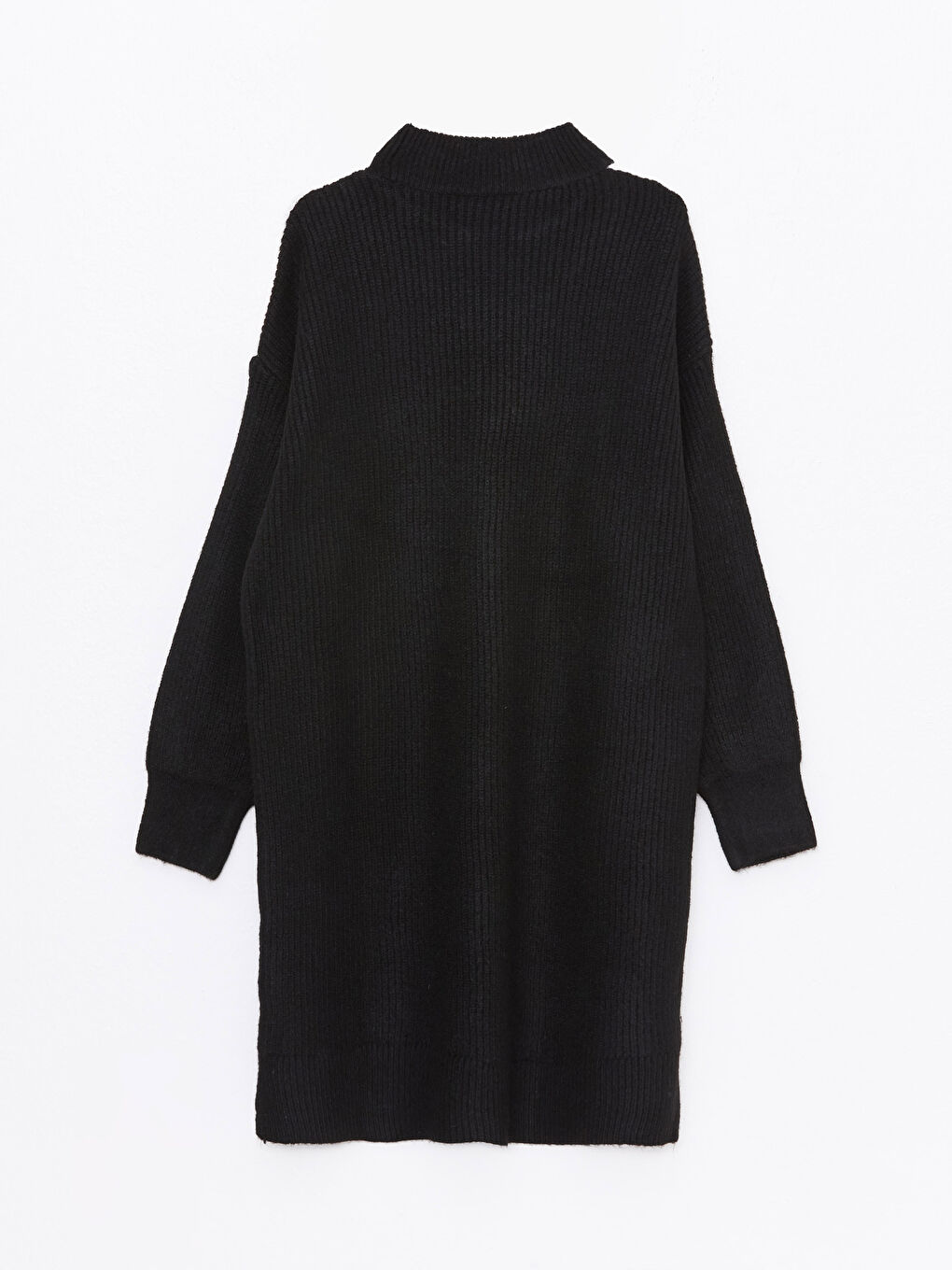 Siyah Dik Yaka Renk Bloklu Uzun Kollu Kadın Triko Tunik-6