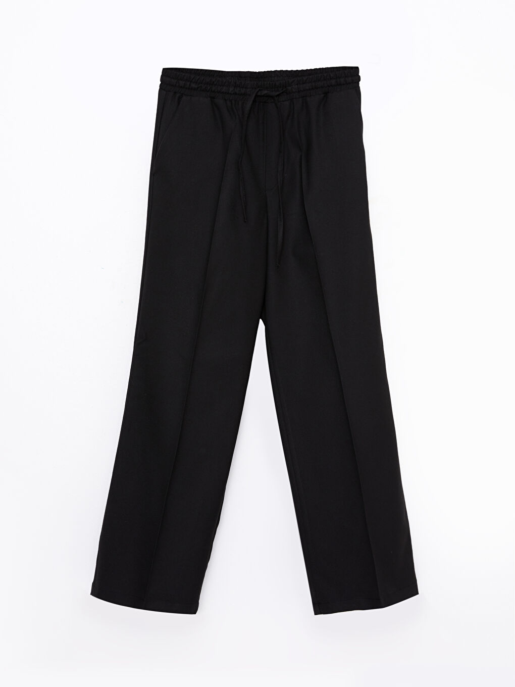 بنطلون سادة بوسط مطاطي بقصة عادية للسيدات-5