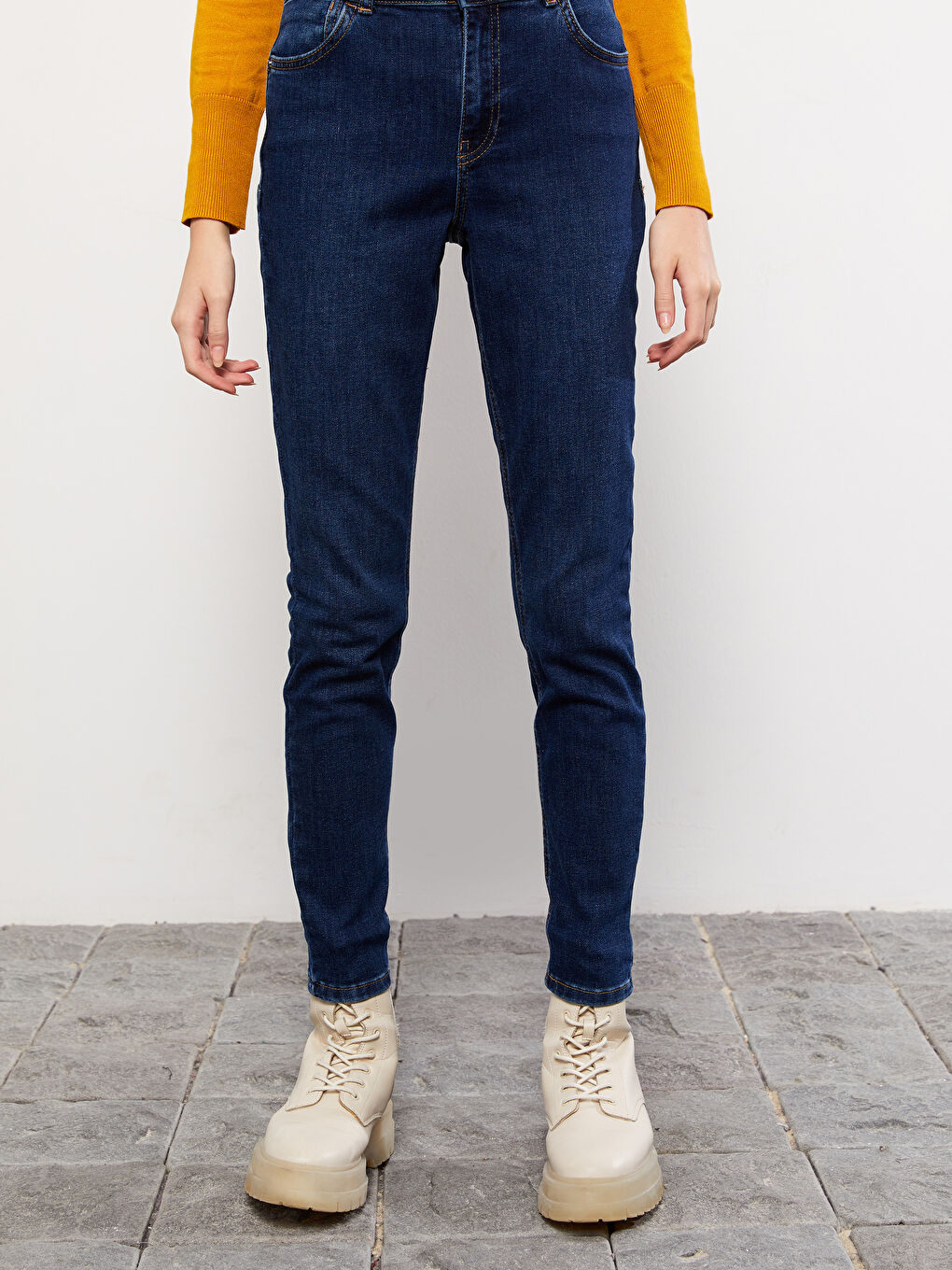 LCW Jeans Koyu Rodeo Yüksek Bel Mercury Skinny Fit Kadın Jean Pantolon - 3