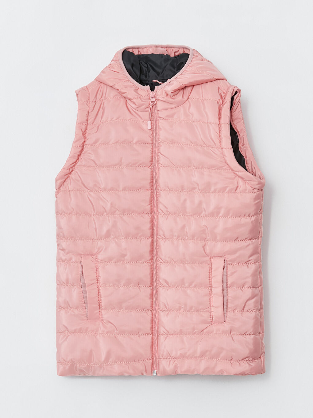 Pembe Kapüşonlu Basic Kız Çocuk Şişme Mont-2