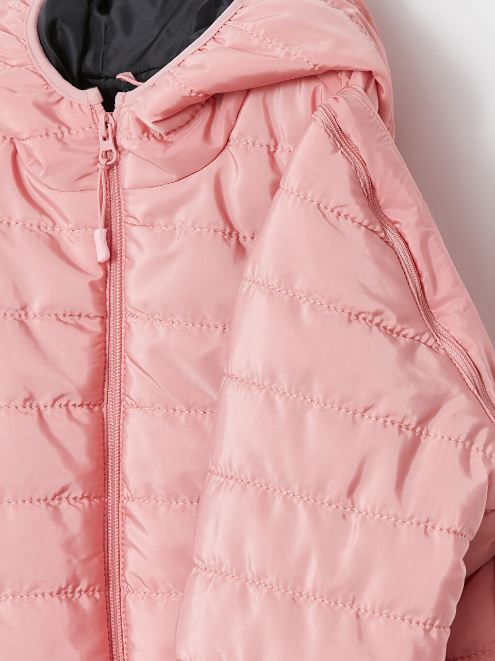 Pembe Kapüşonlu Basic Kız Çocuk Şişme Mont-3