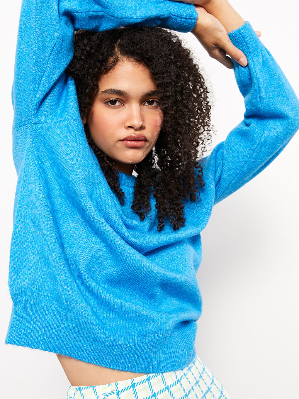 Crew Neck Plain Long Sleeve Women's Knitwear Sweater