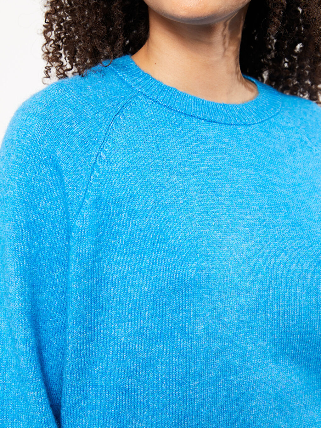 Crew Neck Plain Long Sleeve Women's Knitwear Sweater-3