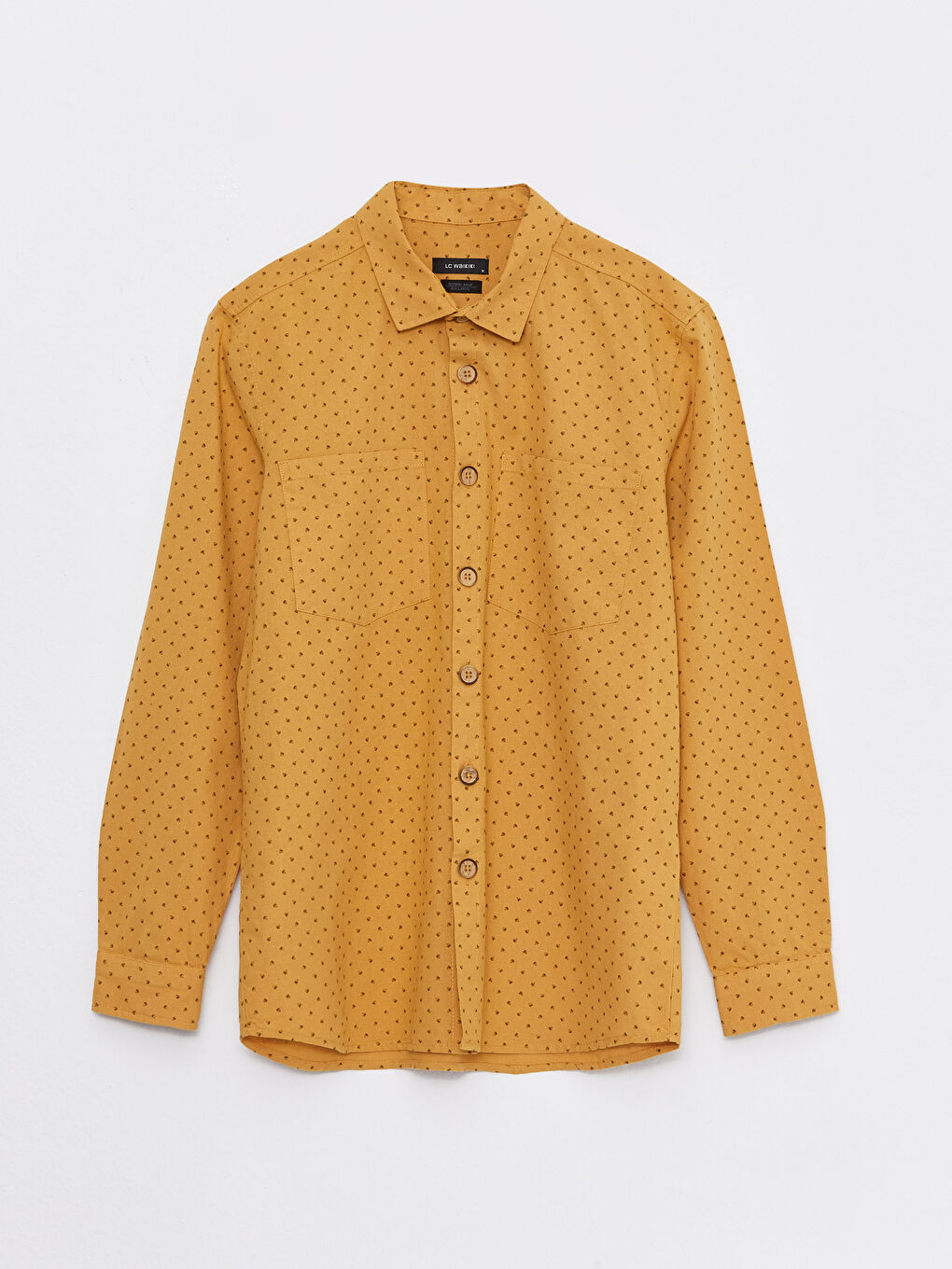 Sarı Regular Fit Uzun Kollu Desenli Erkek Gömlek-5