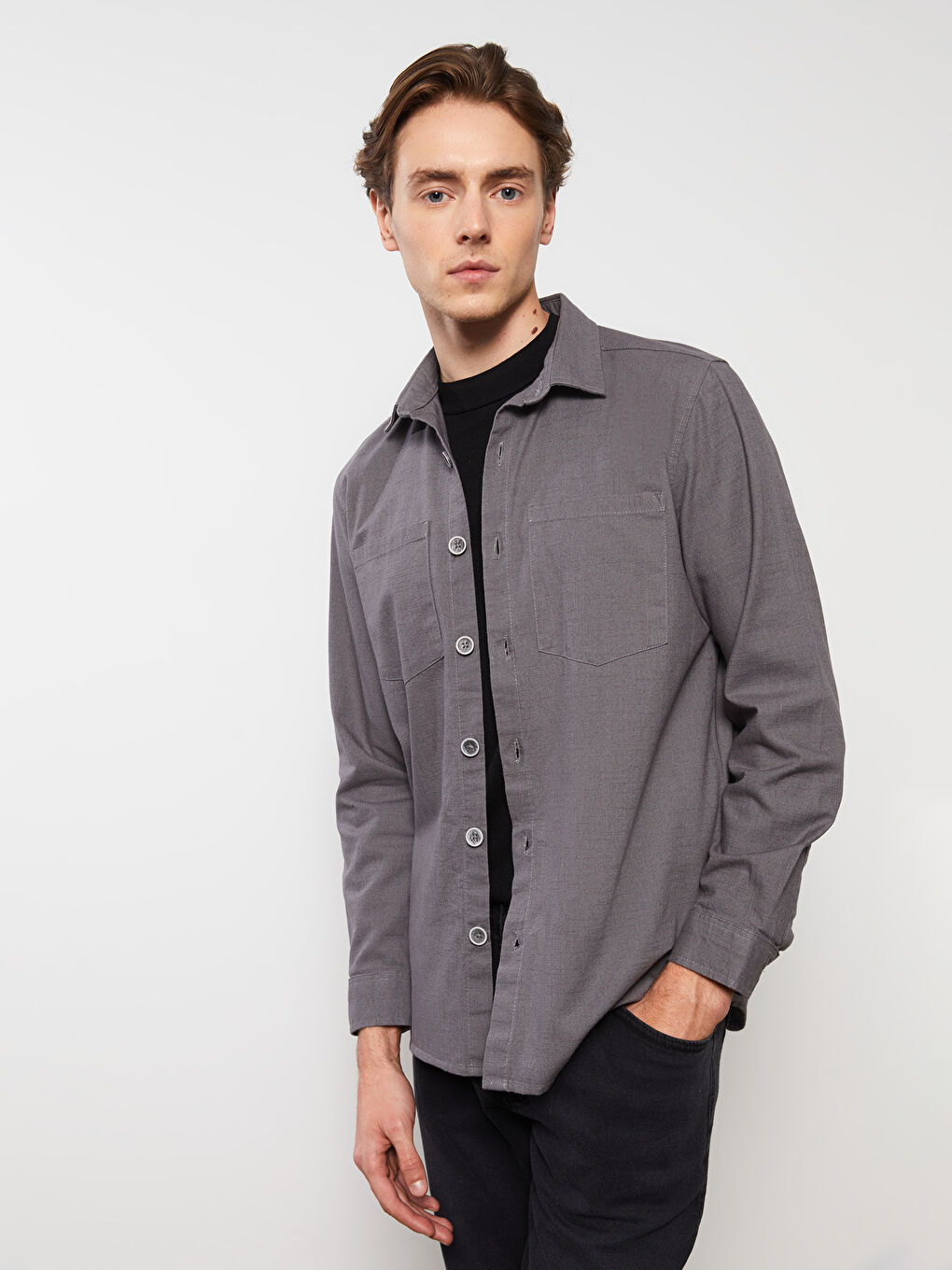 LCW ECO Regular Fit Long Sleeve Men's Shirt -W2HJ42Z8-JNM