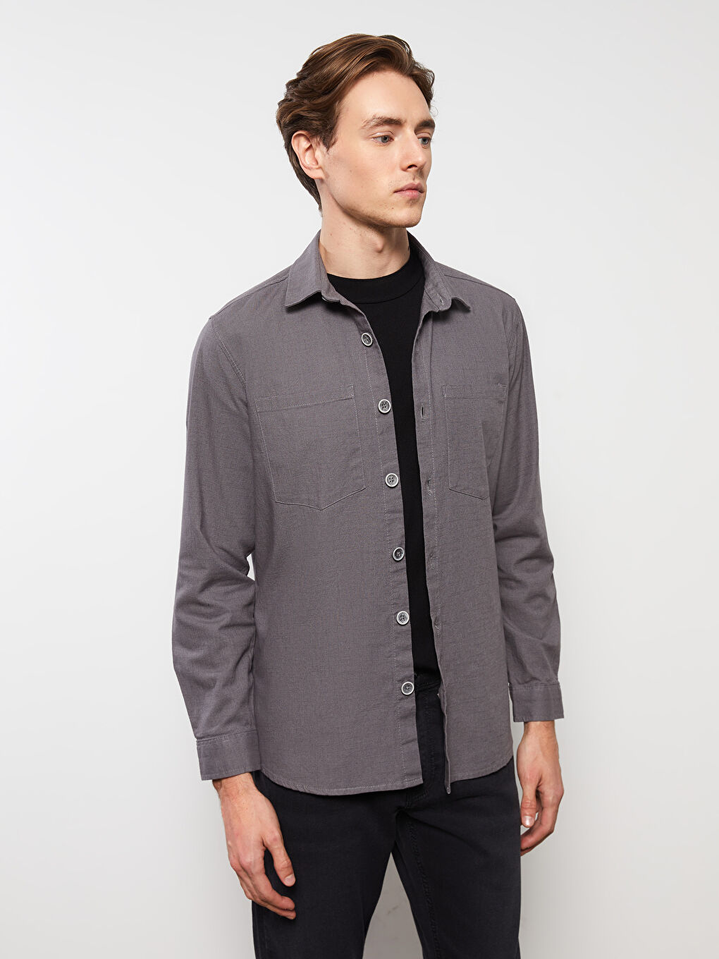 LCW ECO Regular Fit Long Sleeve Men's Shirt -W2HJ42Z8-JNM