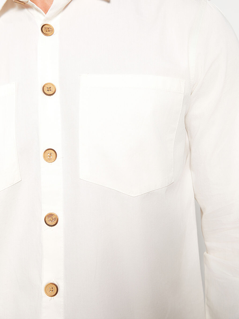 Beyaz Regular Fit Uzun Kollu Erkek Gömlek-3