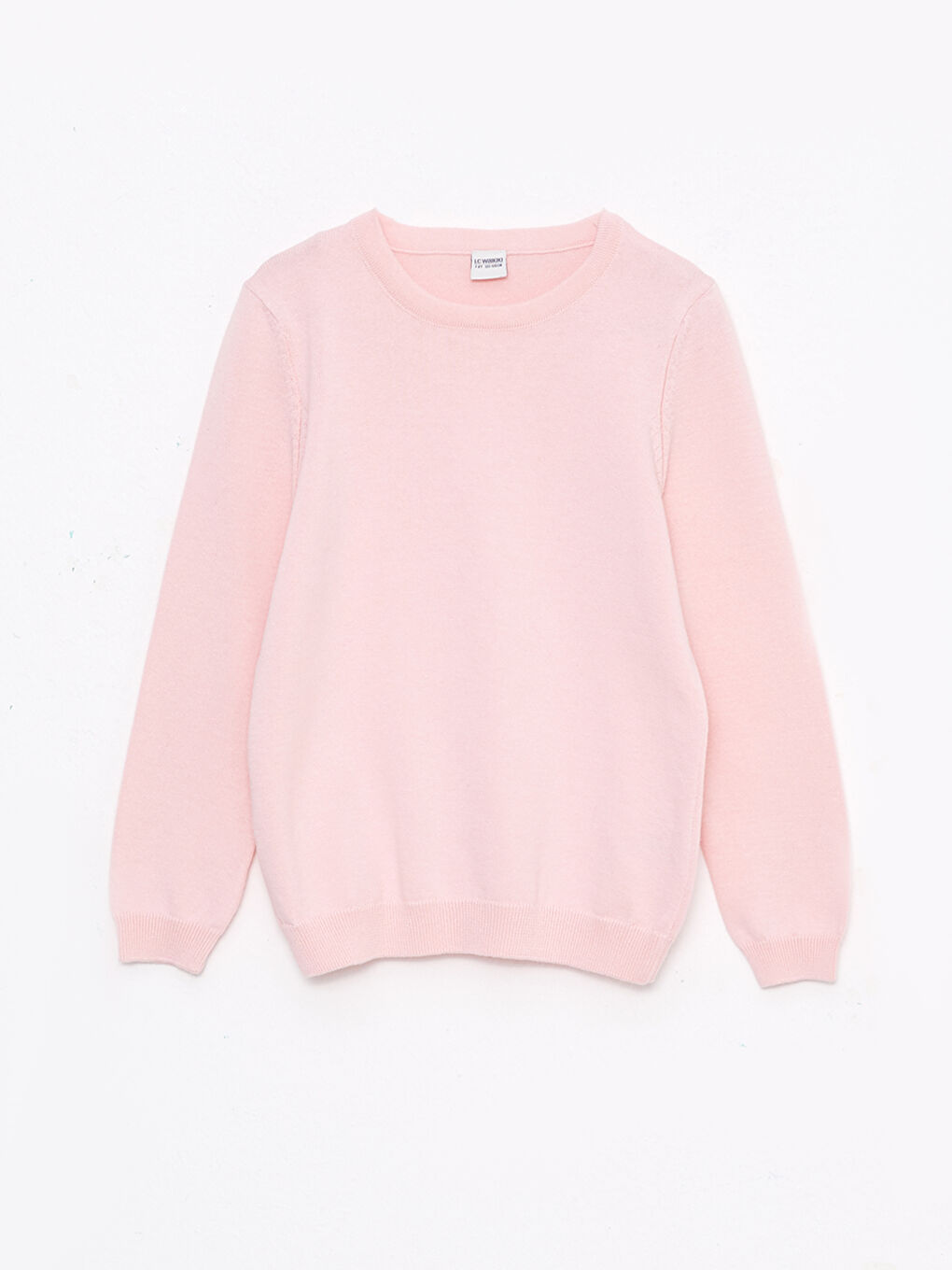 Pembe Bisiklet Yaka Basic Uzun Kollu Kız Çocuk Triko Kazak