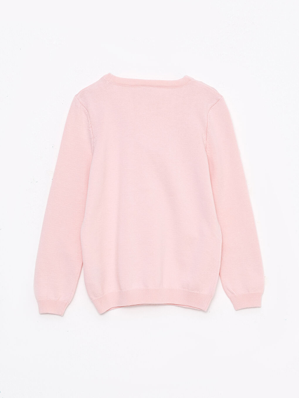 Pembe Bisiklet Yaka Basic Uzun Kollu Kız Çocuk Triko Kazak-1