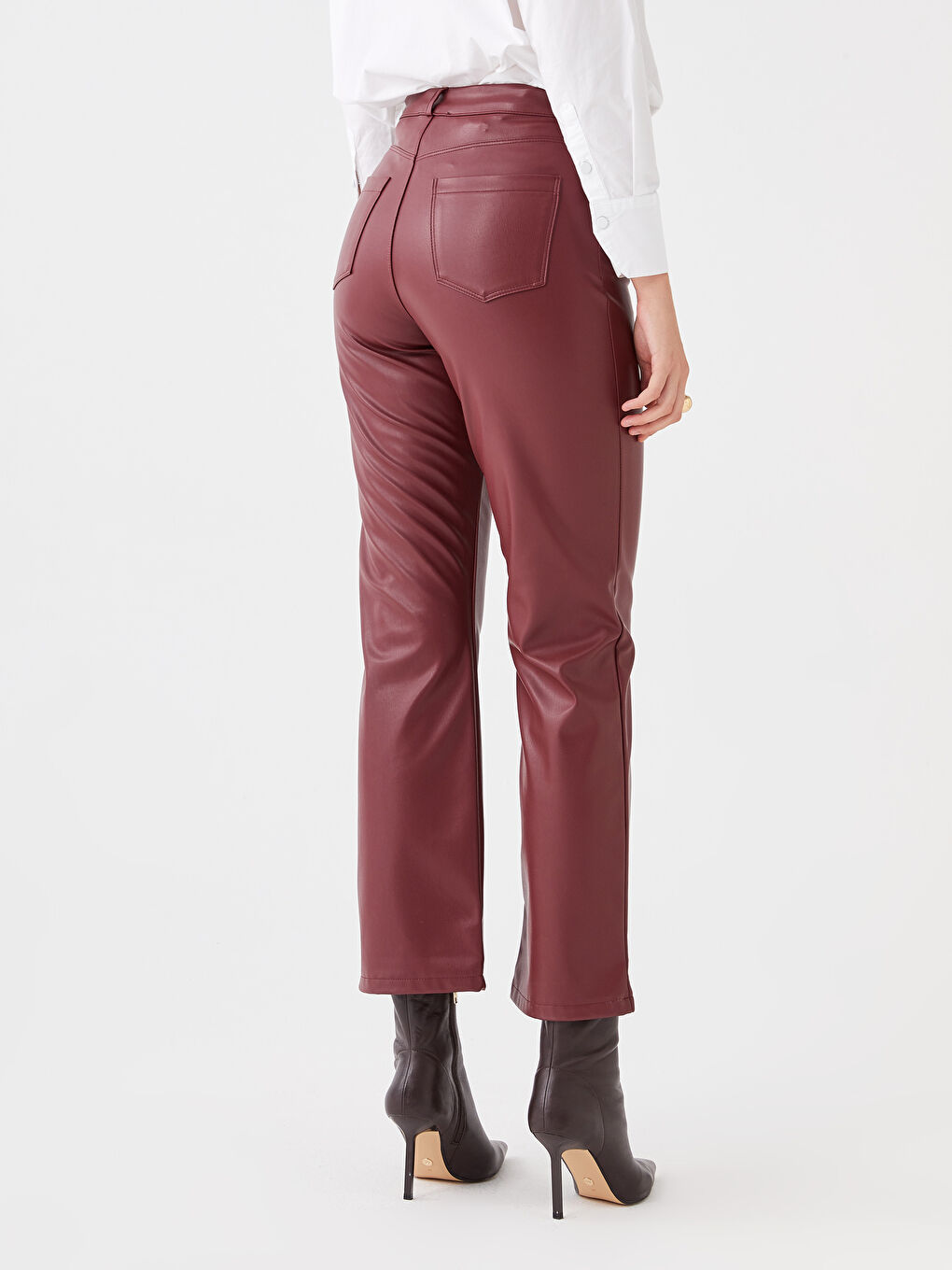 Standard Fit Regular Faux Leather Women's Trousers -W2HJ74Z8-R3T