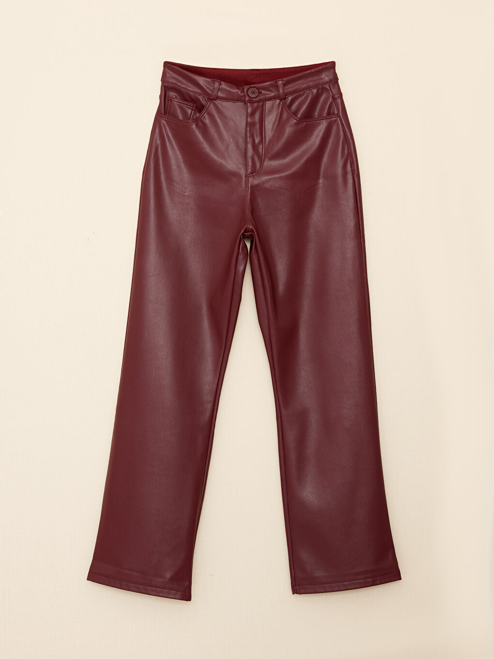 Standard Fit Regular Faux Leather Women's Trousers -W2HJ74Z8-R3T