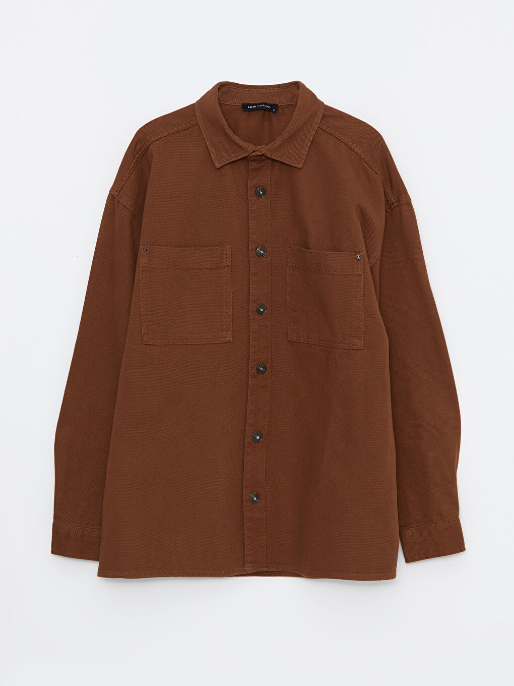 جاكيت قميص تويل كم طويل واسع للرجال-5