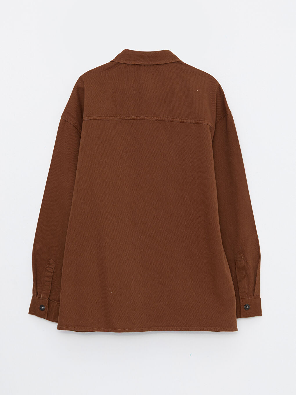 جاكيت قميص تويل كم طويل واسع للرجال-6