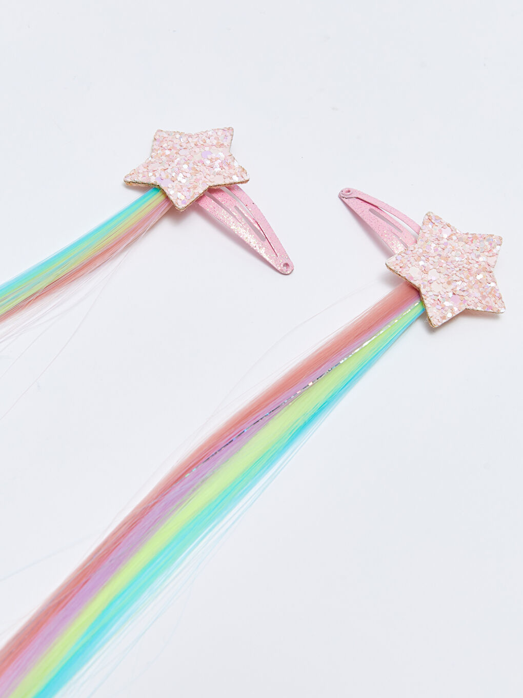 Karışık Renkli Saç Detaylı Kız Çocuk Çıt Çıtlı Toka 2'li-1