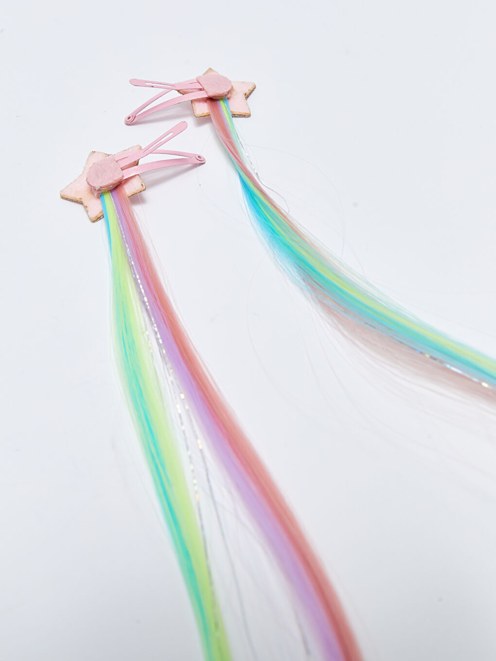 Karışık Renkli Saç Detaylı Kız Çocuk Çıt Çıtlı Toka 2'li-2