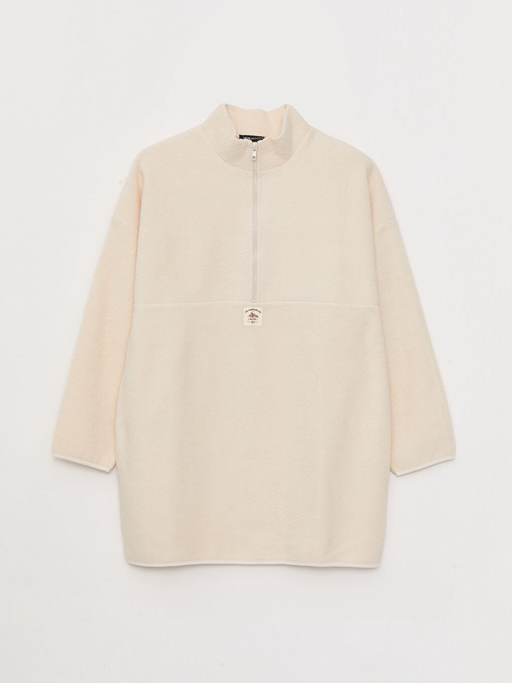 LCW Modest Stand Up Collar Straight Oversize Women's Fleece Tunic -W2HK50Z8-SDG
