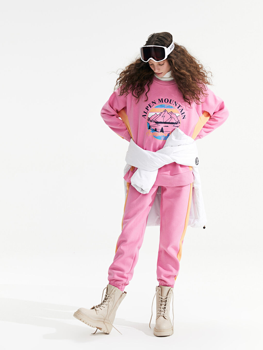 Crew Neck Printed Women's Thick Sweatshirt-2