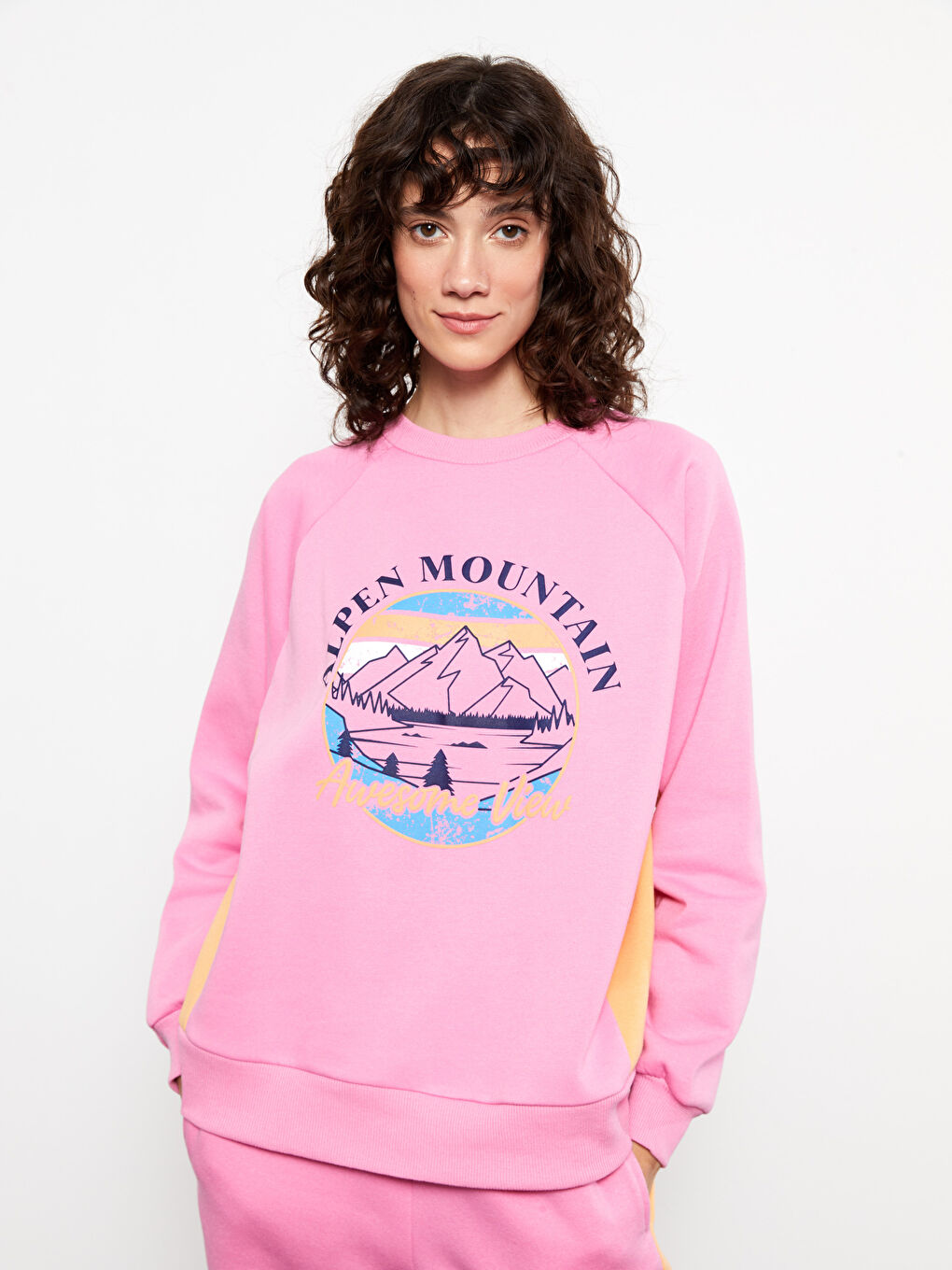 Crew Neck Printed Women's Thick Sweatshirt-4