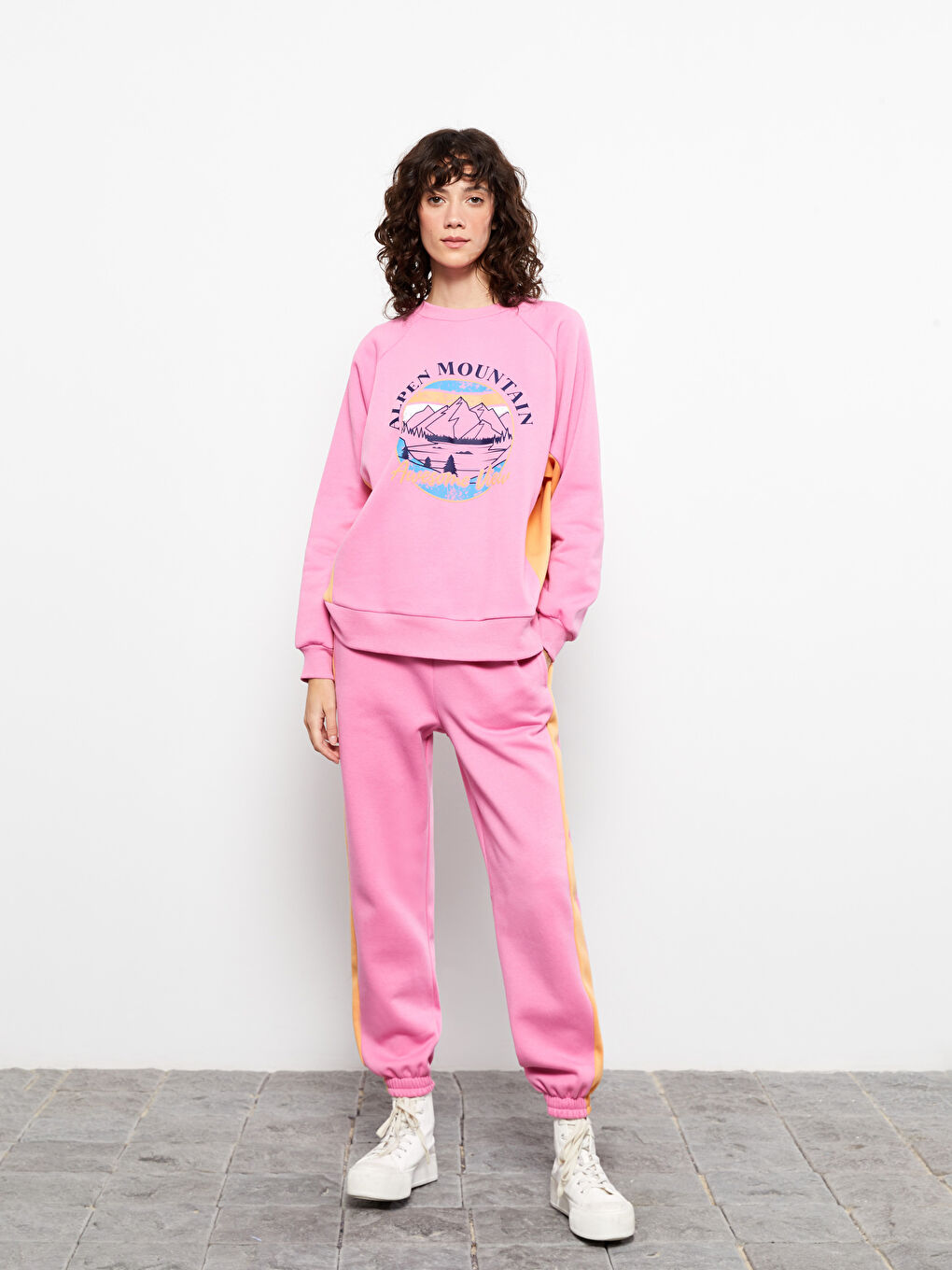 Crew Neck Printed Women's Thick Sweatshirt-5
