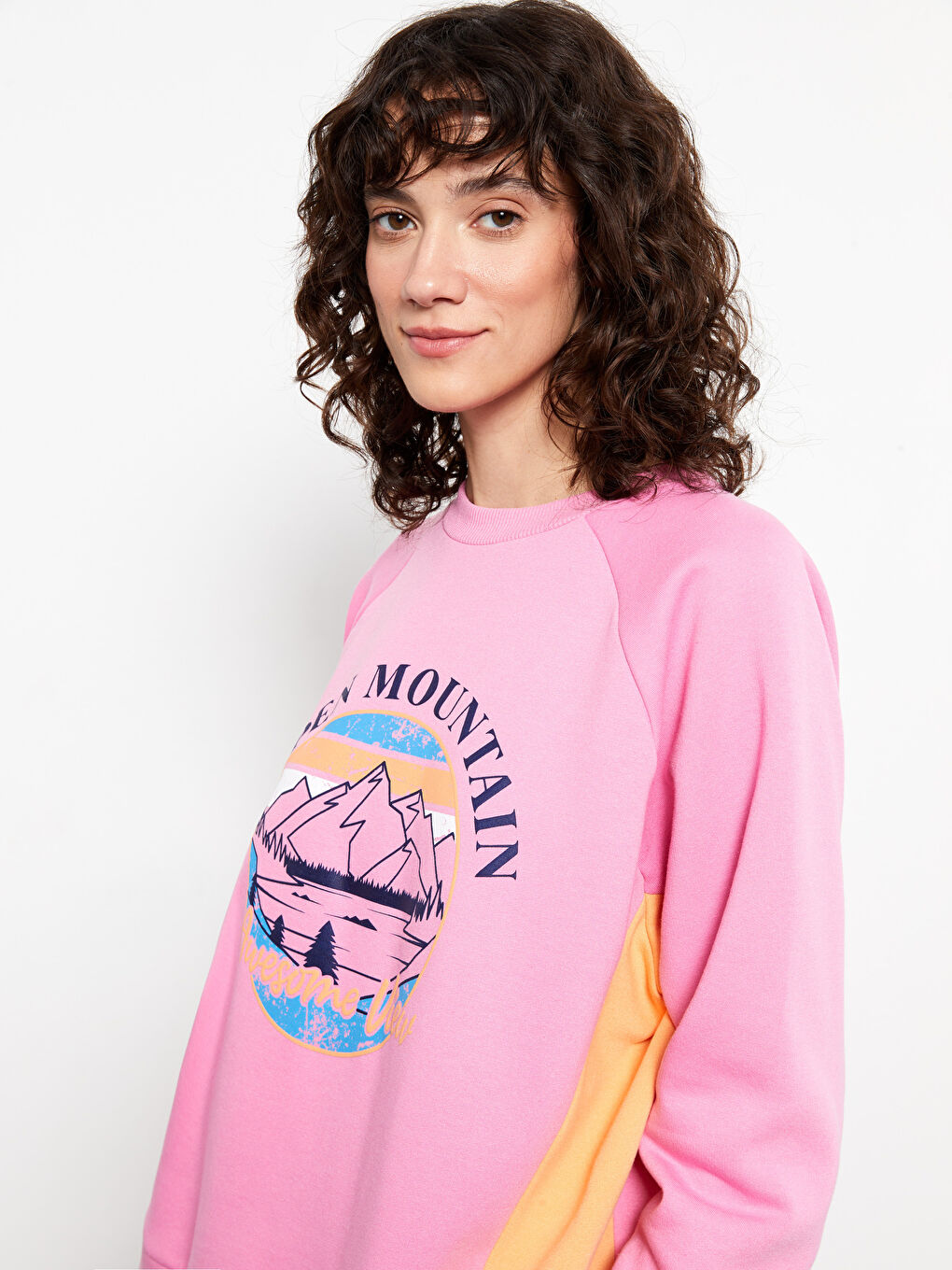 Crew Neck Printed Women's Thick Sweatshirt-6