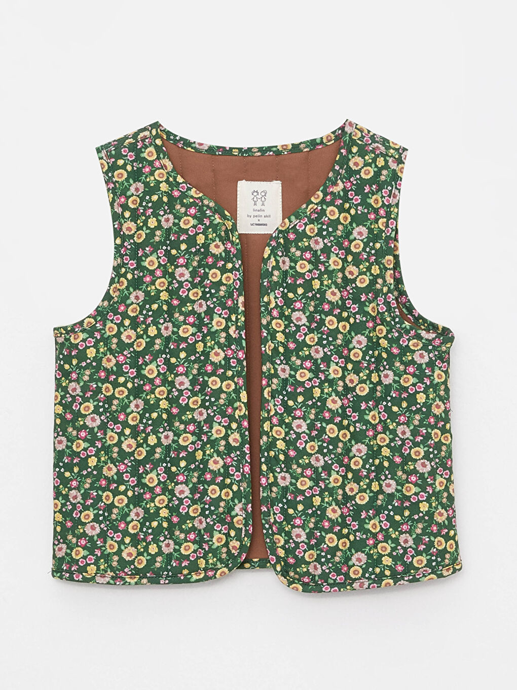 Yeşil Bisiklet Yaka Kız Bebek Çift Taraflı Yelek-2