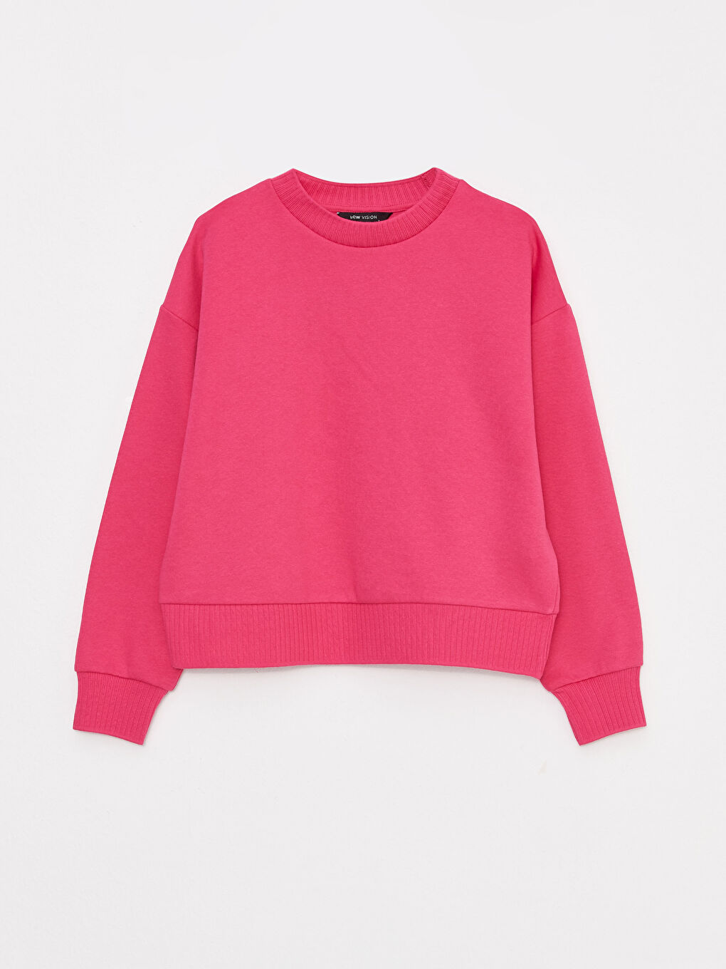 LCW Vision Koyu Pembe Bisiklet Yaka Düz Uzun Kollu Kadın Sweatshirt - 5