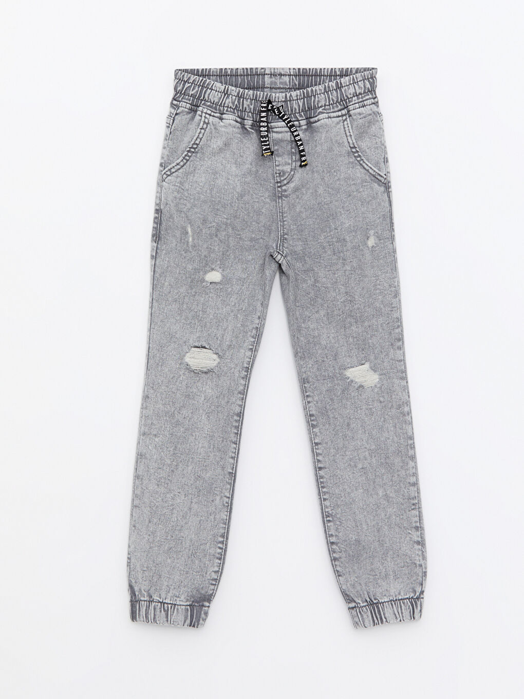 Ripped Detail Elastic Waist Boy Jean Jogger Trousers
