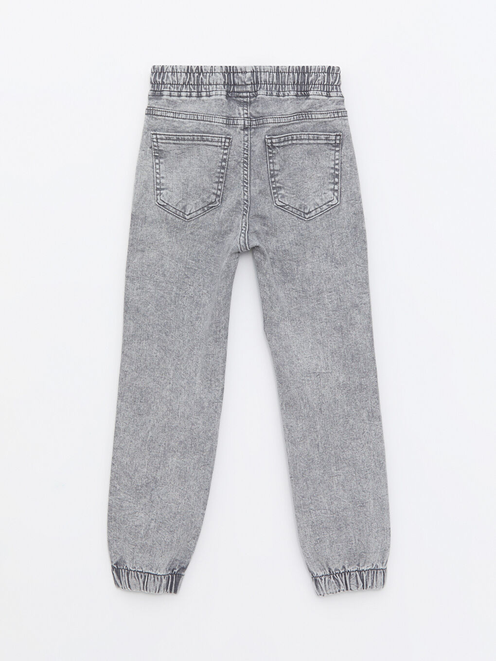 Ripped Detail Elastic Waist Boy Jean Jogger Trousers-1