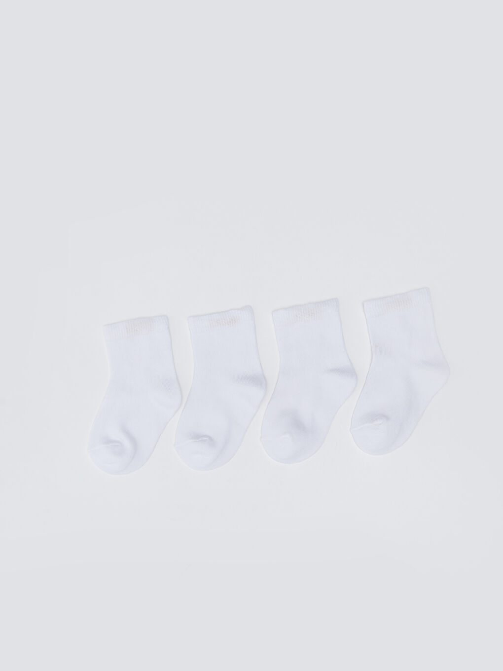 Beyaz Basic Erkek Bebek Soket Çorap 4'lü-1