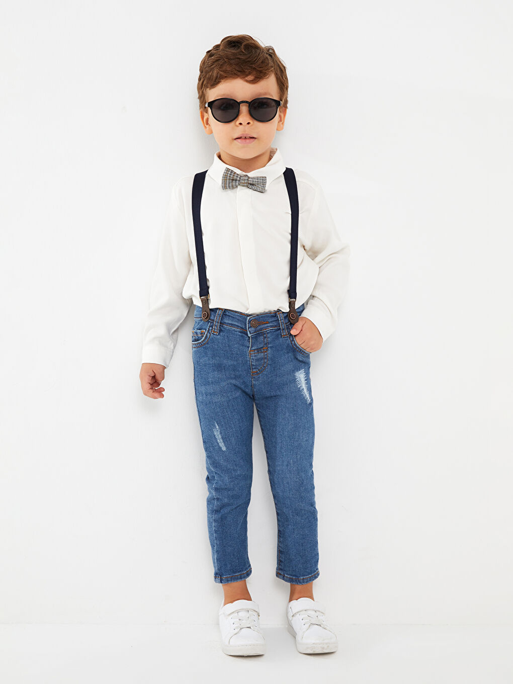 Set 2-Pack Blugi și Pantaloni cu Bretele pentru Bebeluși Băieți-1