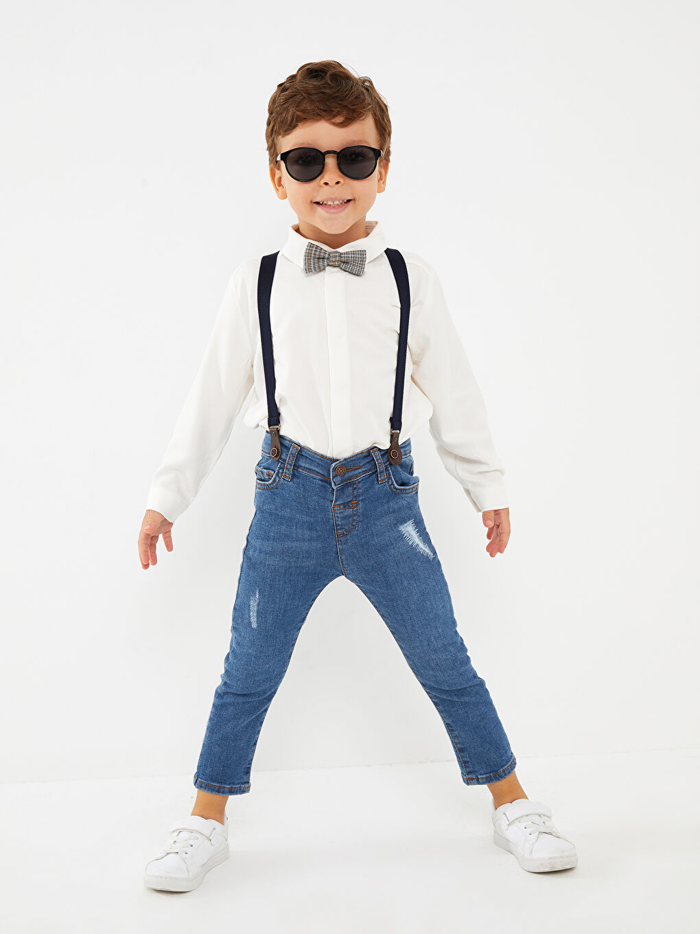 Set 2-Pack Blugi și Pantaloni cu Bretele pentru Bebeluși Băieți-3