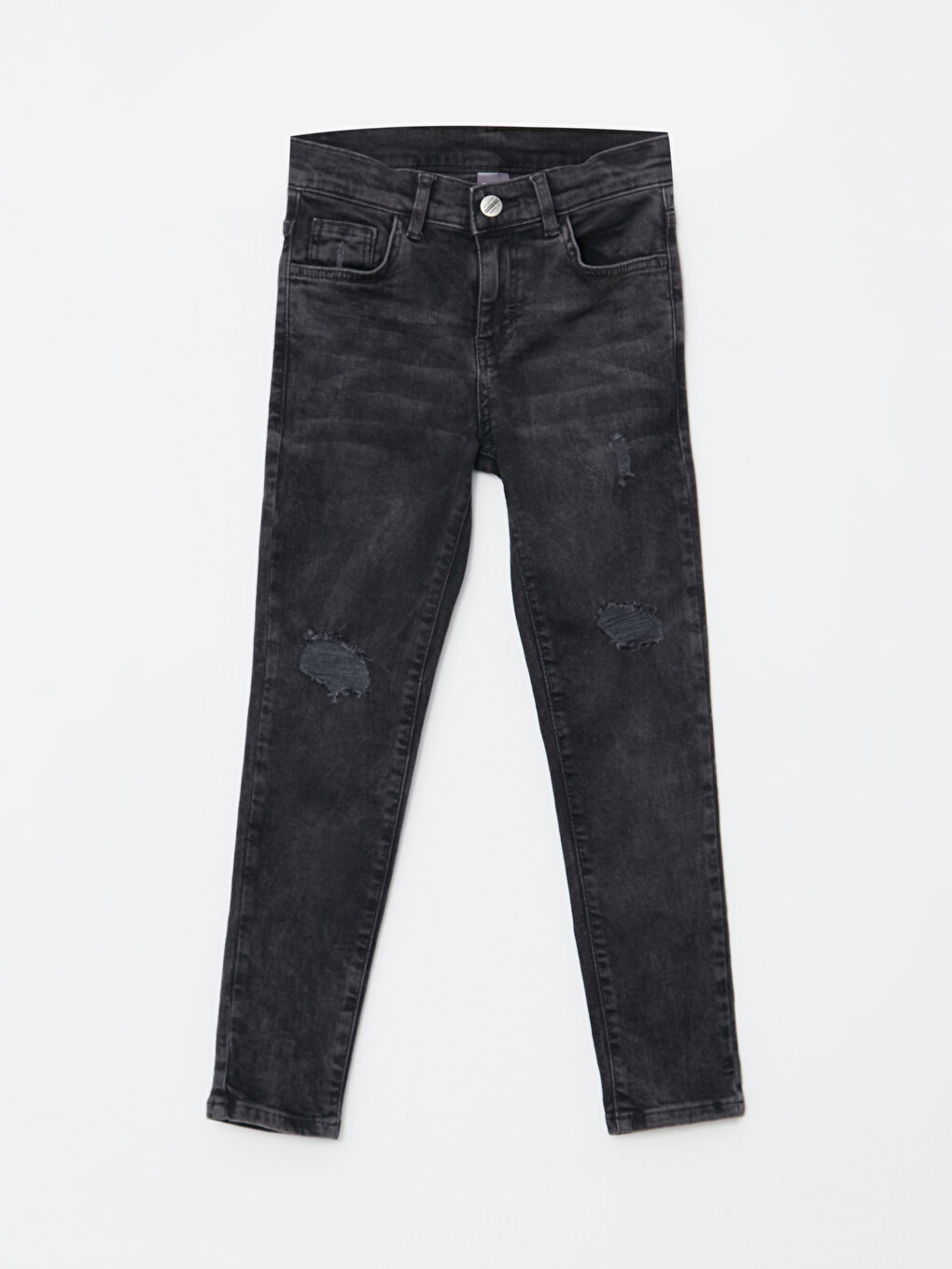 Siyah Super Skinny Fit Yırtık Detaylı Erkek Çocuk Jean