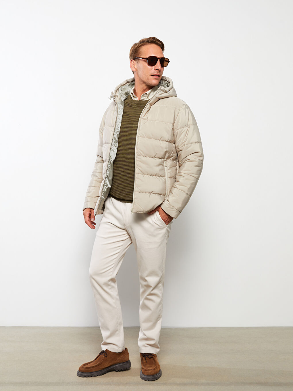 Regular Fit Steppmantel für Herren mit Kapuze