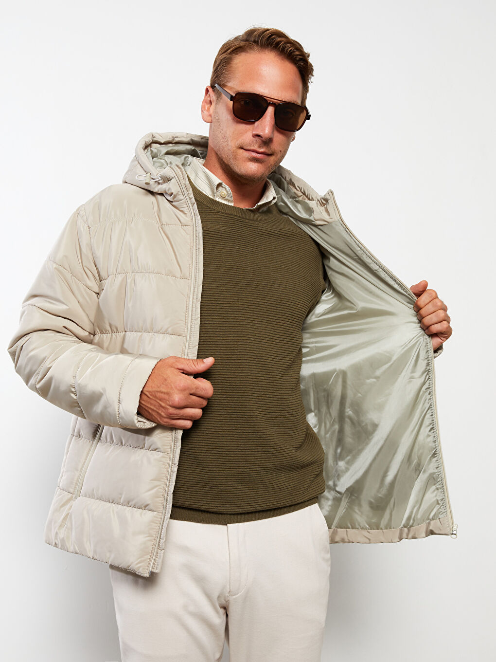 Regular Fit Steppmantel für Herren mit Kapuze-2