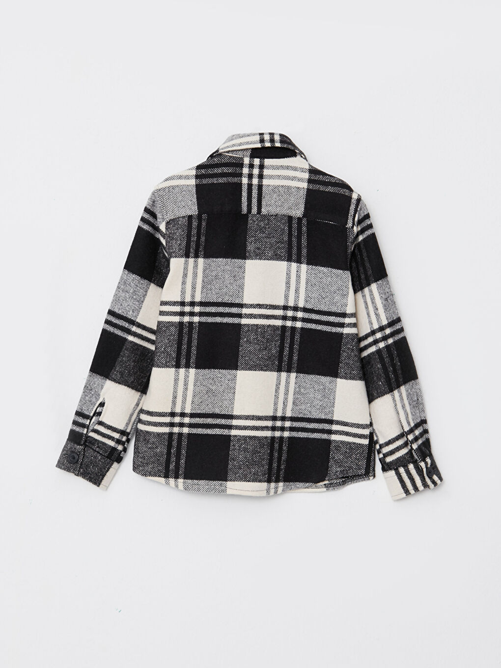 Beyaz Rahat Kalıp Ekose Erkek Çocuk Gömlek Baba Oğul Kombini-4