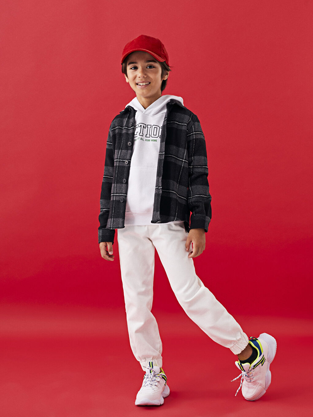 Antrasit Rahat Kalıp Ekose Erkek Çocuk Gömlek Baba Oğul Kombini-1