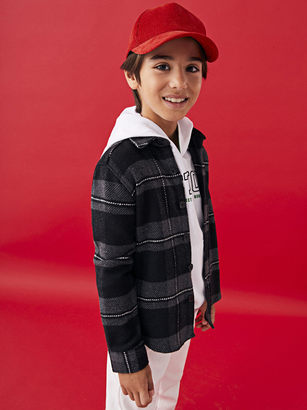 Antrasit Rahat Kalıp Ekose Erkek Çocuk Gömlek Baba Oğul Kombini