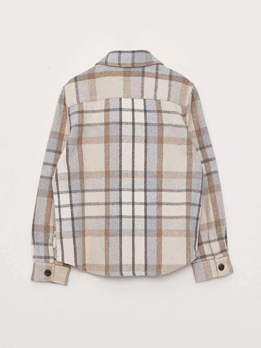 Bej Ekose Uzun Kollu Erkek Çocuk Gömlek Baba Oğul Kombini-4