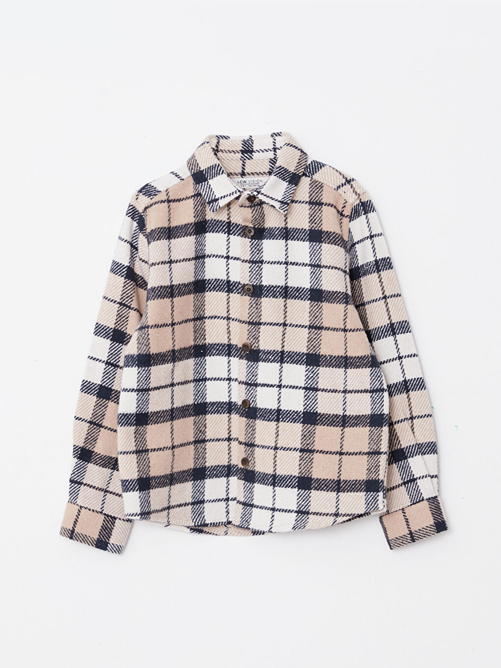 Bej Rahat Kalıp Ekose Erkek Çocuk Gömlek-3