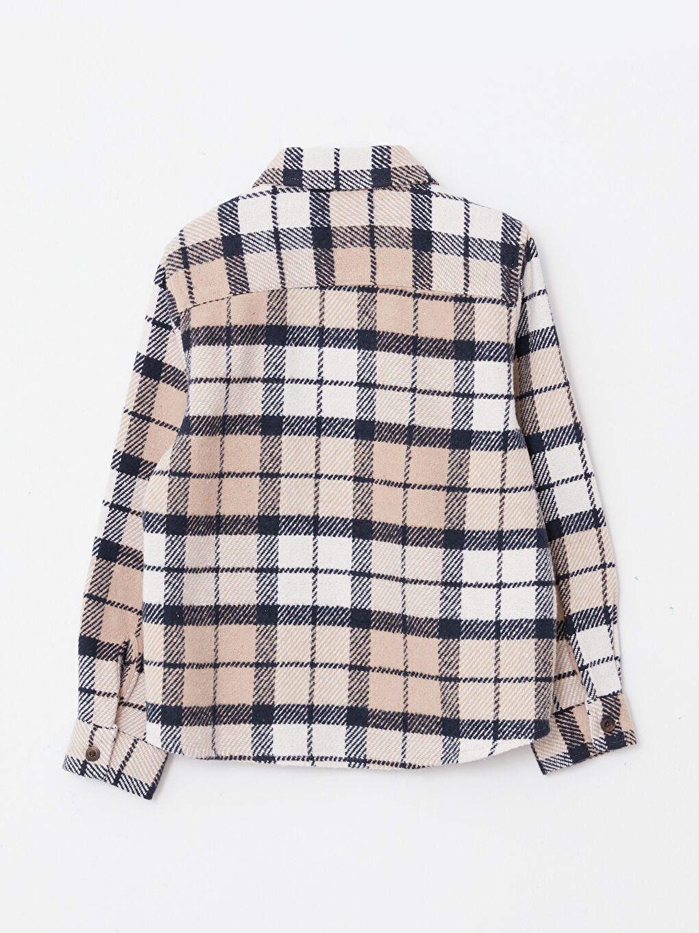 Bej Rahat Kalıp Ekose Erkek Çocuk Gömlek-4