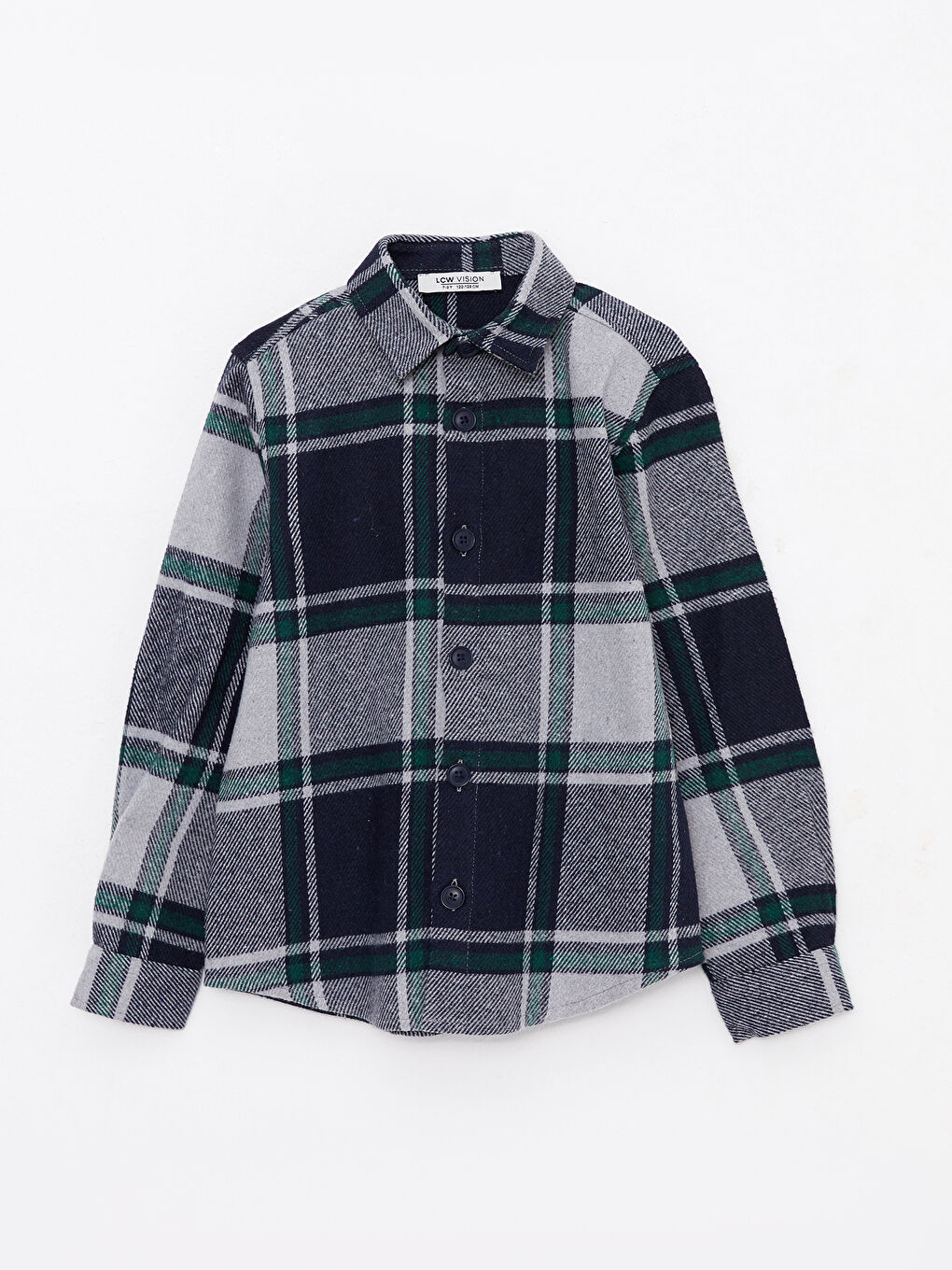 Lacivert Rahat Kalıp Ekose Erkek Çocuk Gömlek-3