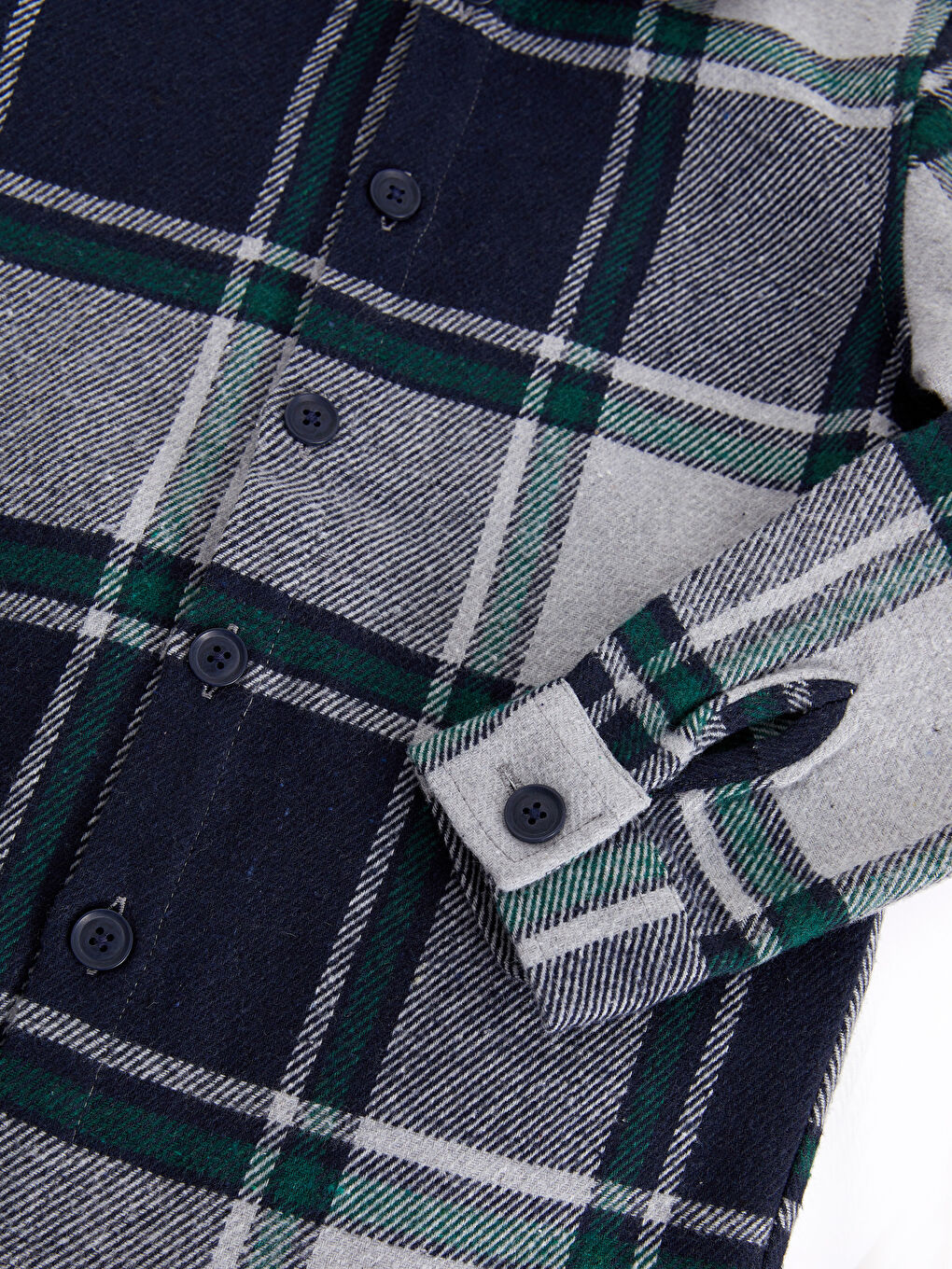 Lacivert Rahat Kalıp Ekose Erkek Çocuk Gömlek-5