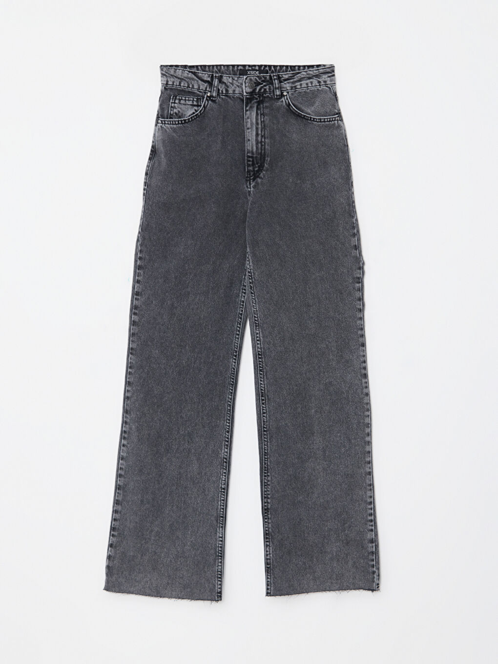 Antrasit Yüksek Bel Straight Kadın Jean Pantolon-5